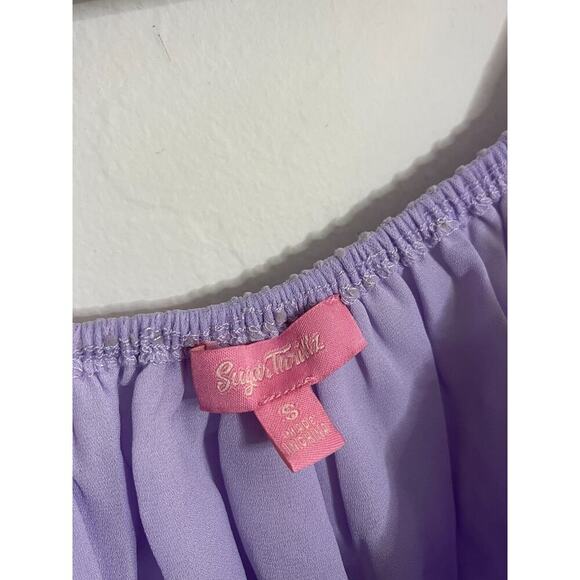 Dolls Kill Sugar Thrillz S Babydoll Top Lavender Mesh Empire Fairy Cottagecore - Picture 6 of 8